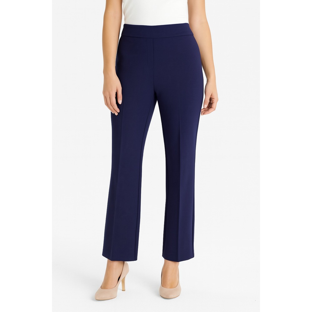 Anne Klein Solid Pull On Pants Distant Mountain Women's Size S Blue Straight Leg